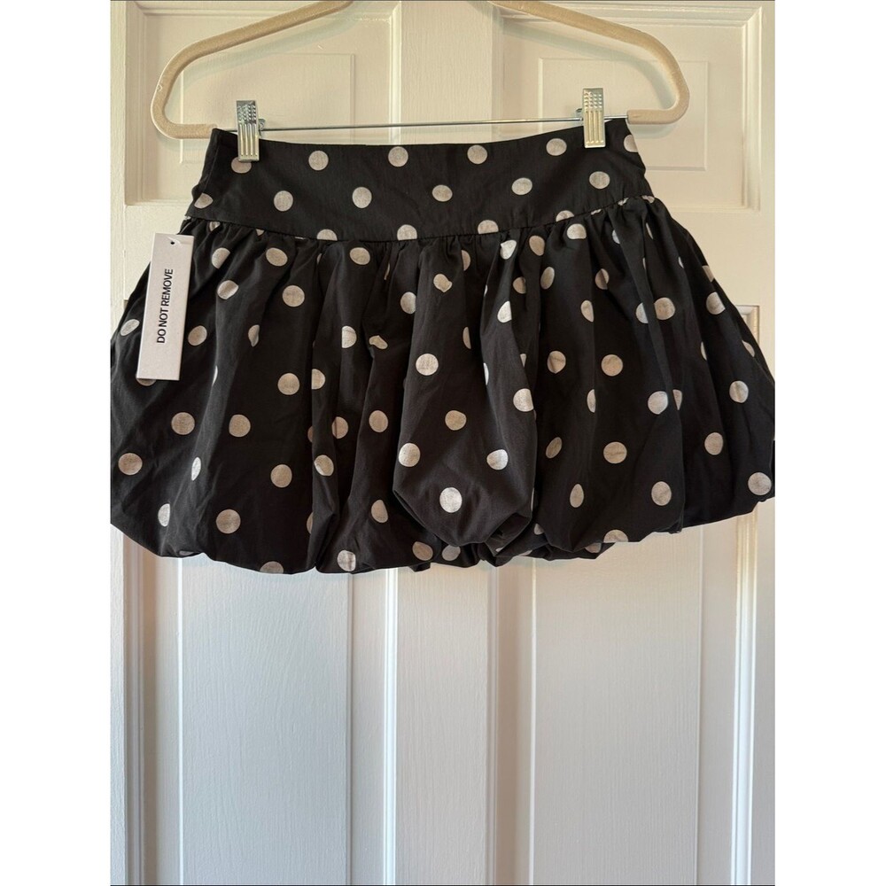NWT Princess Polly Black White Polka Dot Bubble Skirt Size 4 Pouf Contrast